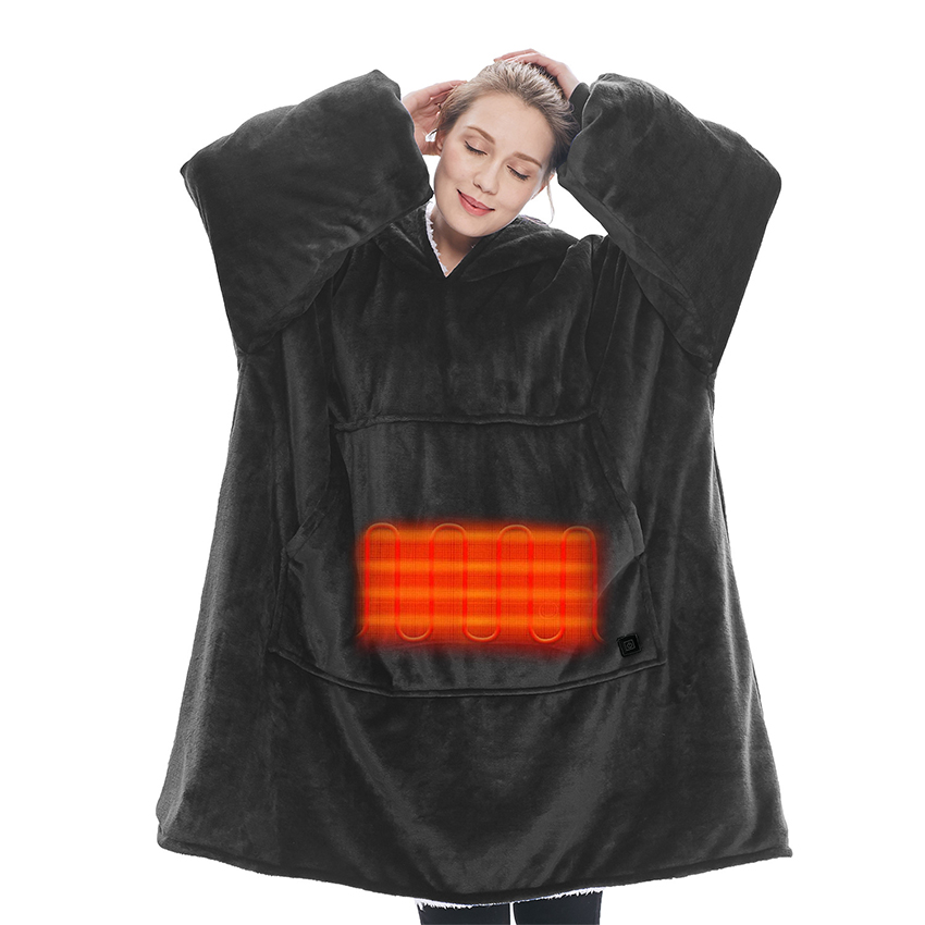 Heated hoodie blanketwearable blanket hoodieelectric blanket hoodie