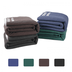 Promotion Products2 Custom Logo Heathered Fleece Sherpa Blanket